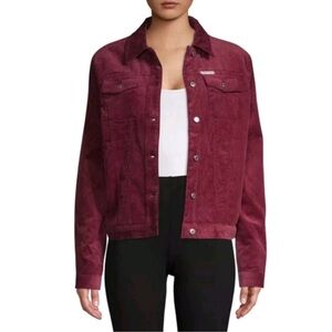 Calvin Klein Corduroy Trucker Jacket in Burgundy